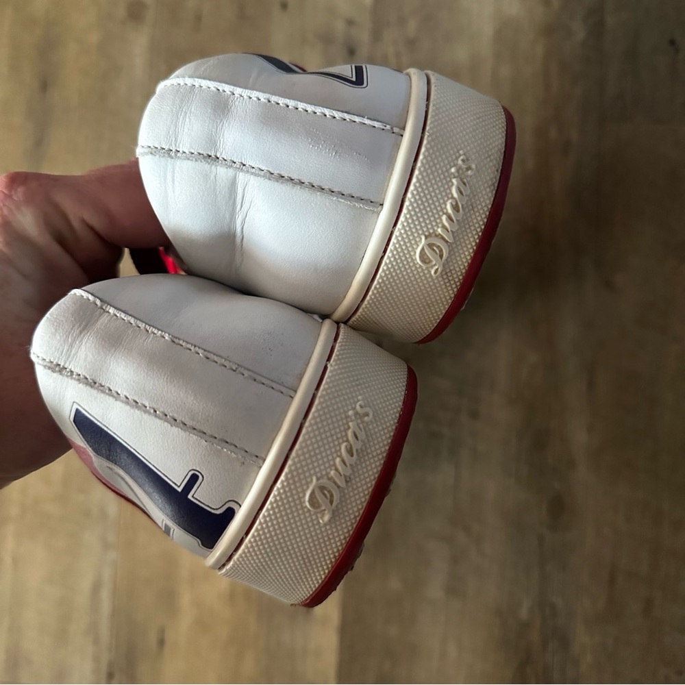 Duca Del Cosma Esti Golf Shoe Leather Sneakers White/Red - Picture 7 of 10